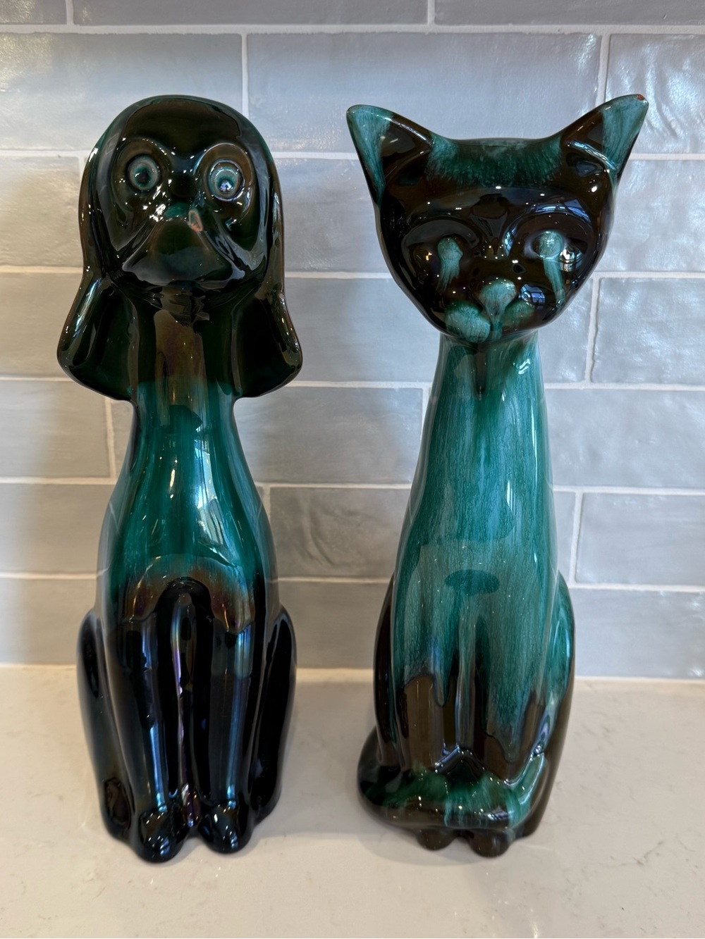 BLUE MOUNTAIN POTTERY Vintage Cat & Dog Mid-Century Modern Figurine Set